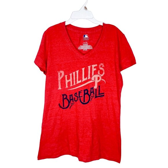 Phillies Baseball Tshirt Size SP‎ Womens V Neck Logo Short Sleeve Small Petite - Picture 5 of 8